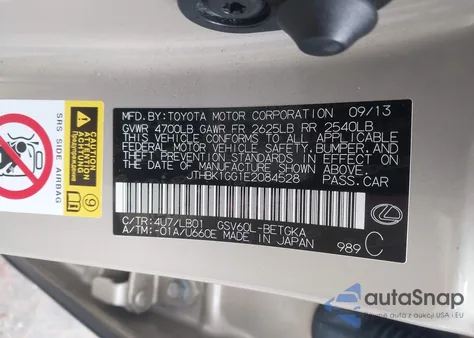 2014 Lexus Es 350 from USA, damaged, VIN JTHBK1GG1E2084528